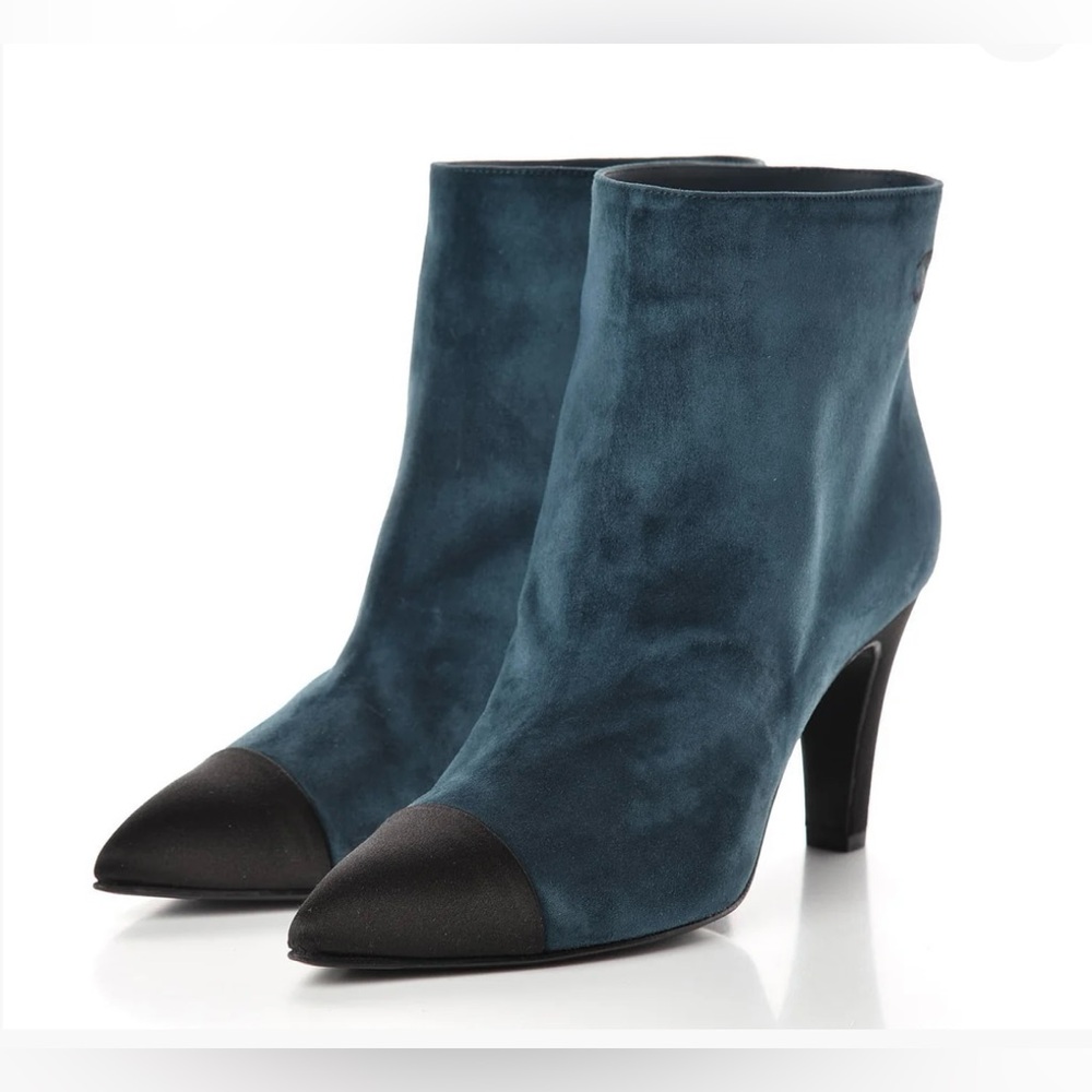 CHANEL Suede Calfskin Satin Gabrielle Cap Toe Boots